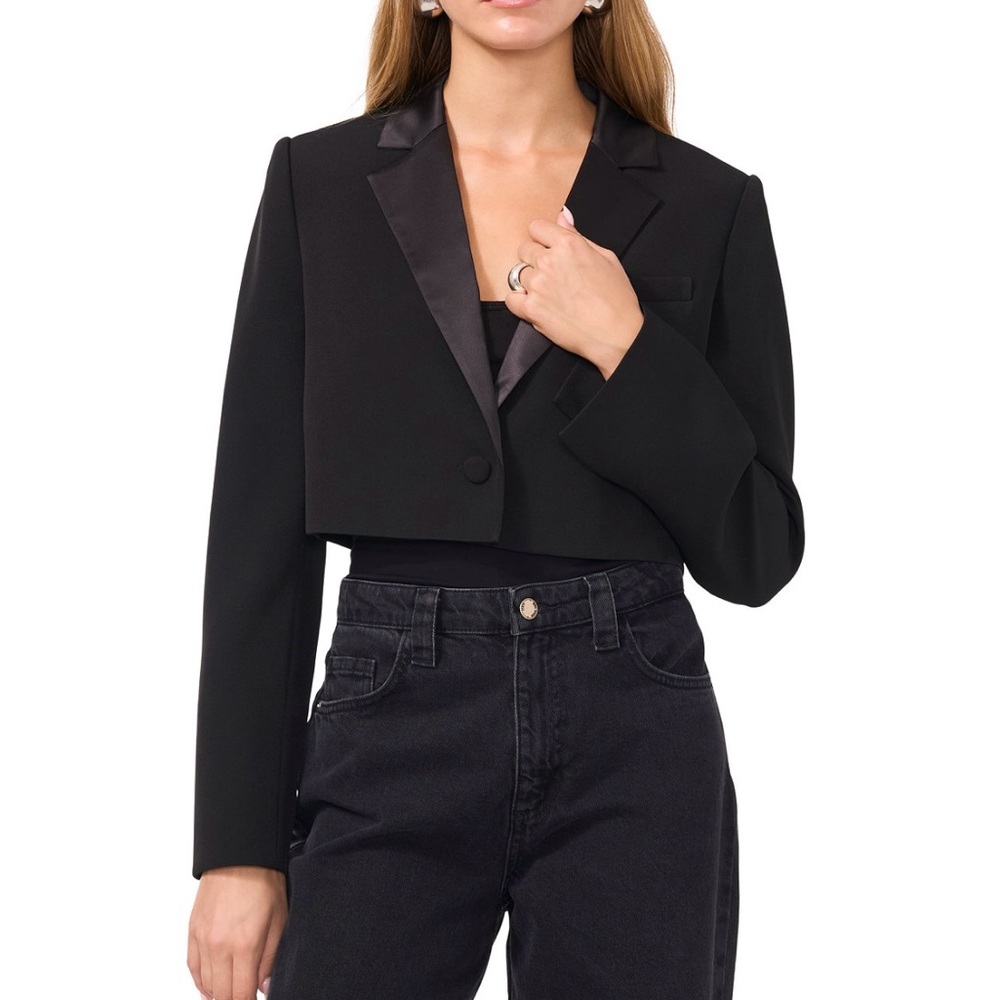 1.State Cropped Tuxedo Blazer